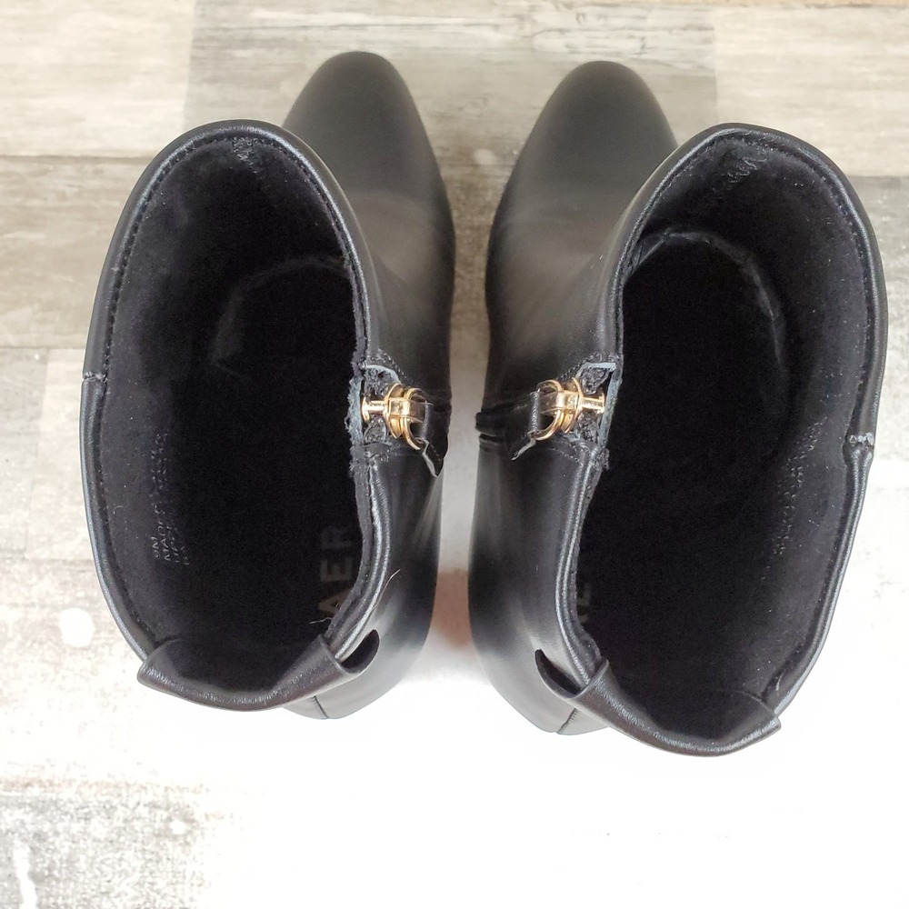 Aerosoles Madera Womens Ankle Bootie Sz 9 M Black Leather Tapered Toe Block Heel - Picture 4 of 10